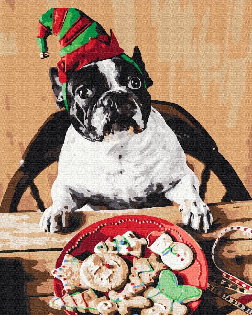 Картина по номерам Brushme Мопс помощник Санты 48x60 см (BS52775L) Картина по номерам Brushme Мопс помощник Санты 48x60 см (BS52775L)