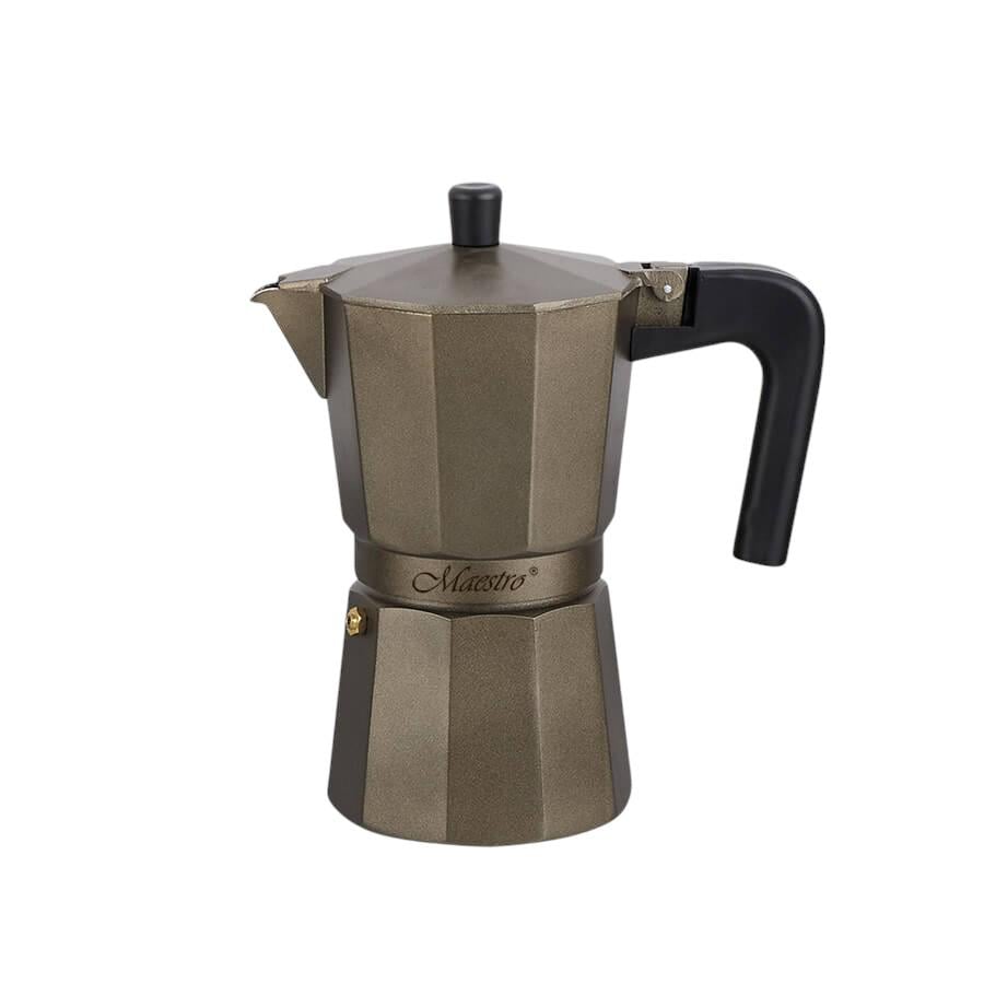 Кавоварка гейзерна Espresso Moka Maestro MR-1666-9 на 9 чашок алюмінієва 450 мл Brown (G_MR666/9Brown) - фото 1 Кавоварка гейзерна Espresso Moka Maestro MR-1666-9 на 9 чашок алюмінієва 450 мл Brown (G_MR666/9Brown) - фото 1