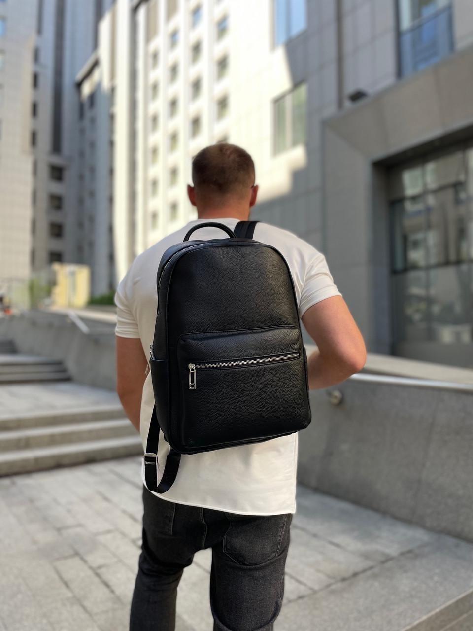 Чоловічий рюкзак Tiding Bag на одне відділення з натуральної шкіри Чорний (20334)