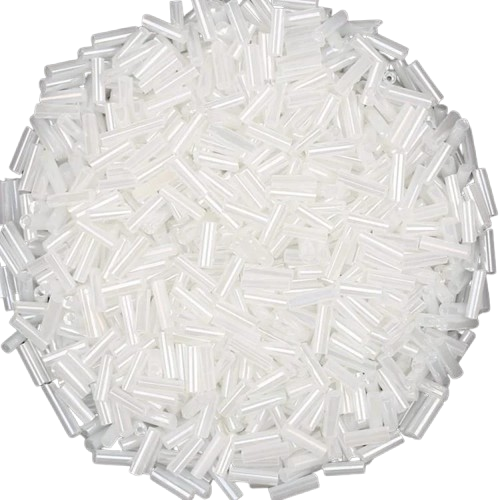 Бисер стеклярус блестящий 2х6 мм 50 г Белый (БР0206с02)