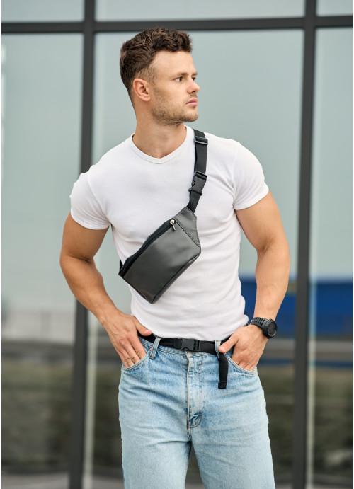 Поясная сумка мужская Sambag из экокожи Графитовый (816031512)