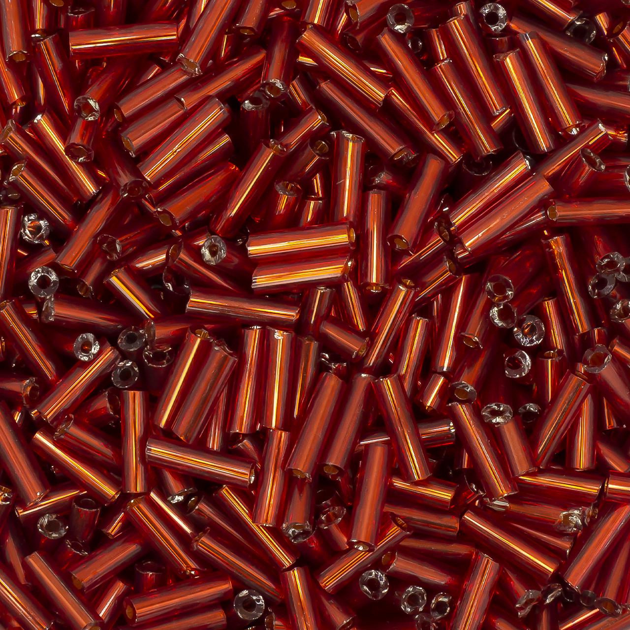 Бісер стеклярус блискучий непрозорий 6 мм 25 г Червоний (БР0006с07)