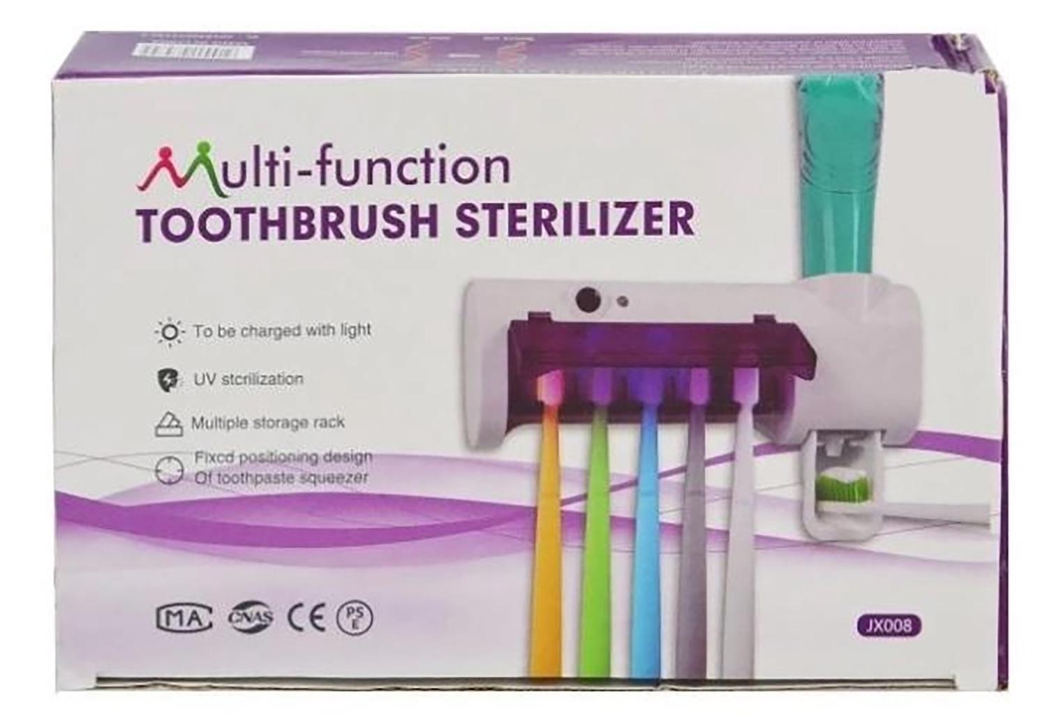 Держатель-стерилизатор для зубных щеток Multi-function Toothbrush Sterilizer UV на 5 секций с дозатором (2090272696) - фото 2