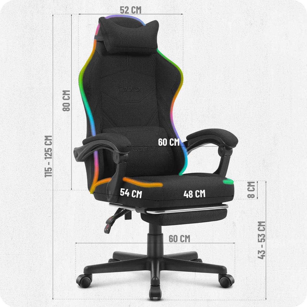 Геймерське крісло Cabro C502 LED тканина Black (5907196011306) - фото 9