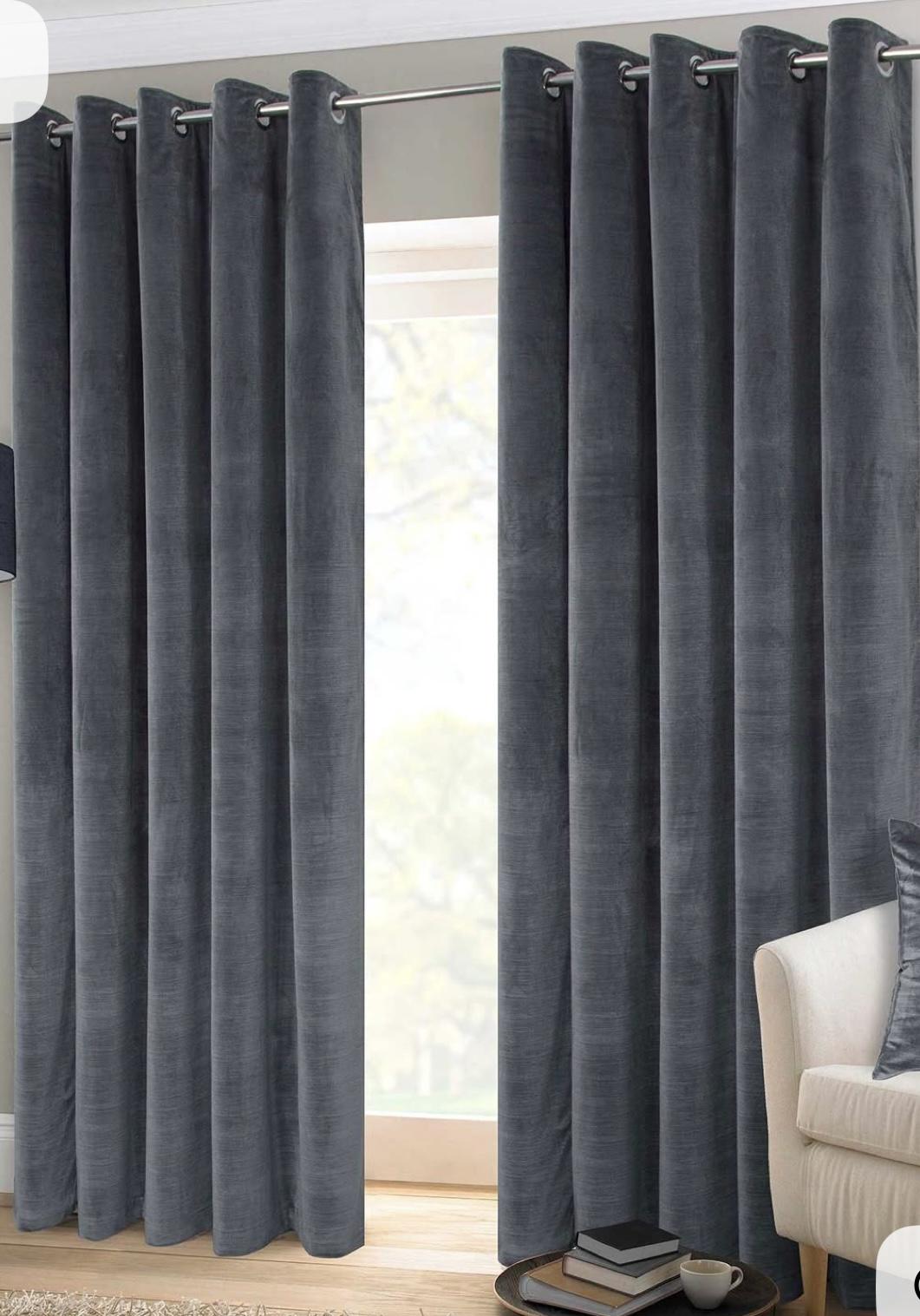 Комплект штор на люверсах из бархата 1,5х2,5 м 2 шт. Серый (7022ш 3)