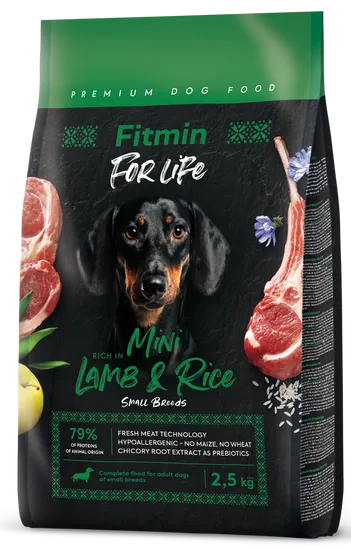 Корм гипоаллергенный комплексный для взрослых собак Fitmin dog For Life Lamb & Rice Mini 2,5 кг (A-008814)