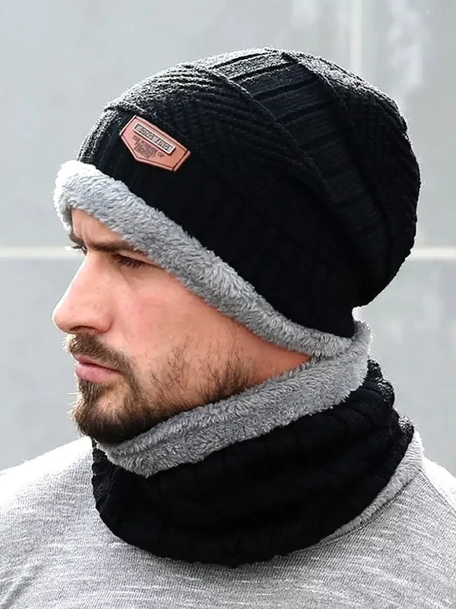 Комплект мужской зимний шапка и снуд из Size Черный (28523608) - фото 2 Комплект мужской зимний шапка и снуд из Size Черный (28523608) - фото 2