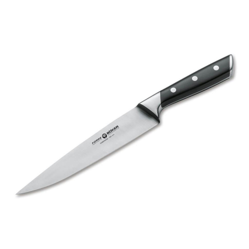 Кухонный нож отделочный Boker Forge Schinkenmesser X50CrMoV15 200 мм Black (03BO506)