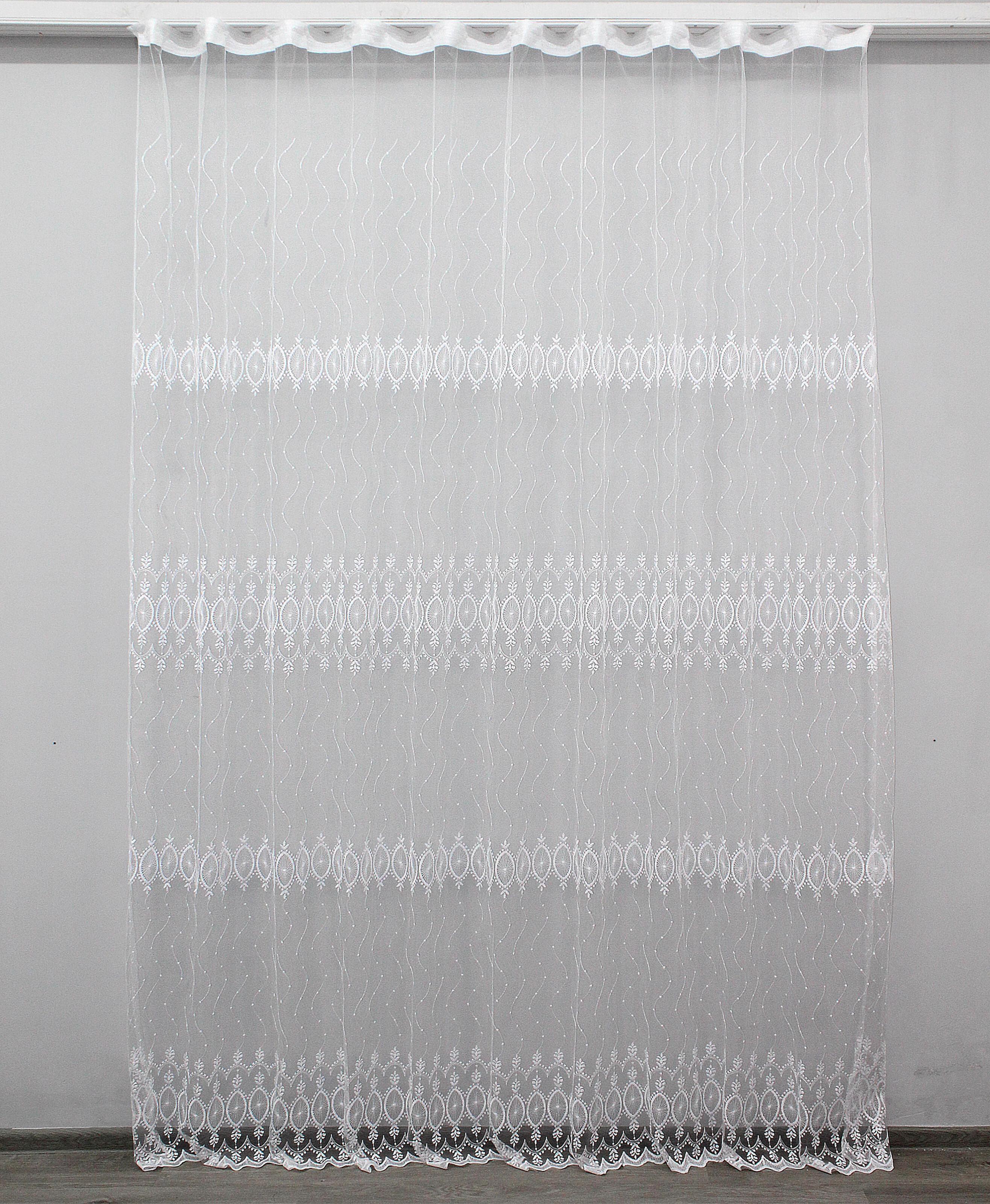 Тюль VR-Textil 1174т Irena фатин з вишивкою 300х270 см Білий (40-971)