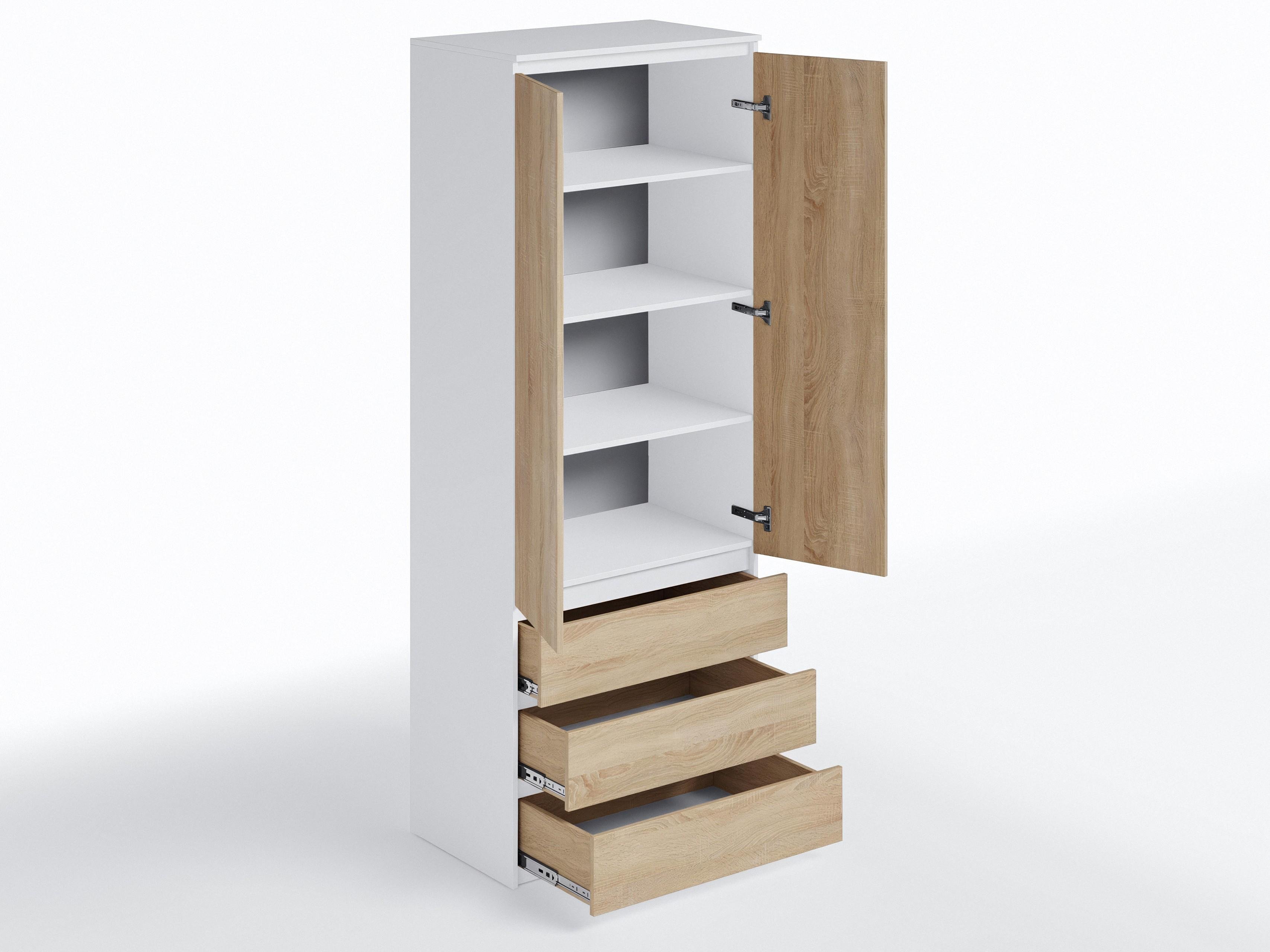 Шкаф с полками и ящиками T-210 803х502х2117 мм Белый/Дуб сонома - фото 2 Шкаф с полками и ящиками T-210 803х502х2117 мм Белый/Дуб сонома - фото 2