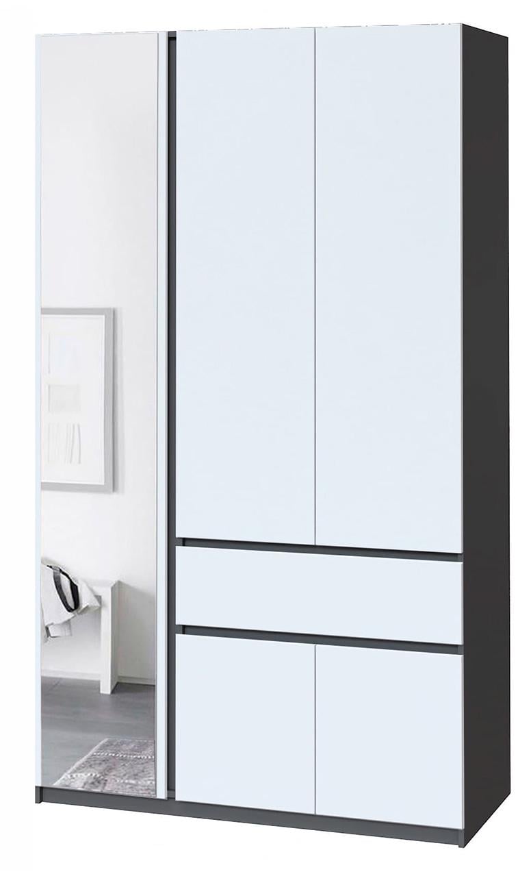 Шкаф для одежды без ручек с полками и ящиком из ЛДСП 1221х2000х520 мм Антрацитовый/Белый (20477) - фото 1 Шкаф для одежды без ручек с полками и ящиком из ЛДСП 1221х2000х520 мм Антрацитовый/Белый (20477) - фото 1