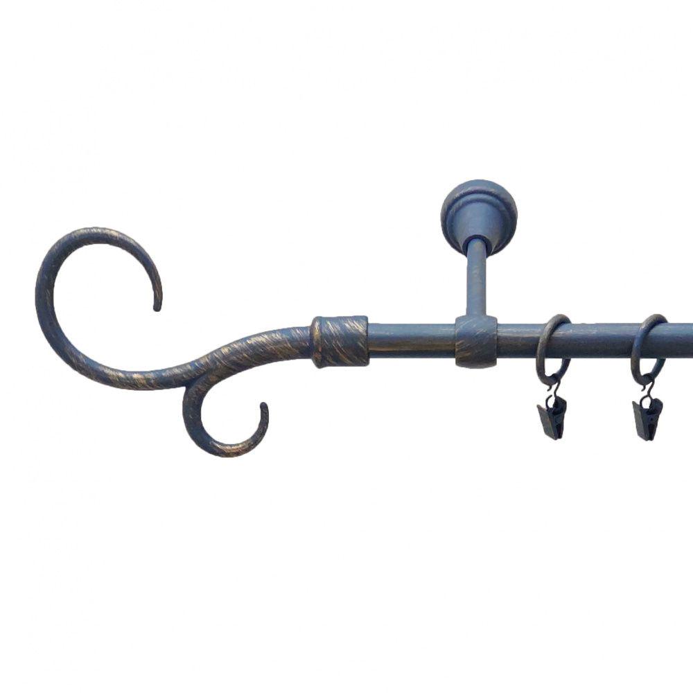 Карниз металлический Orvit Крюк Двойной однорядный литой/гладкая труба/кольцо с лягушкой Голубой Золотой 16 мм 160 см (4765570)