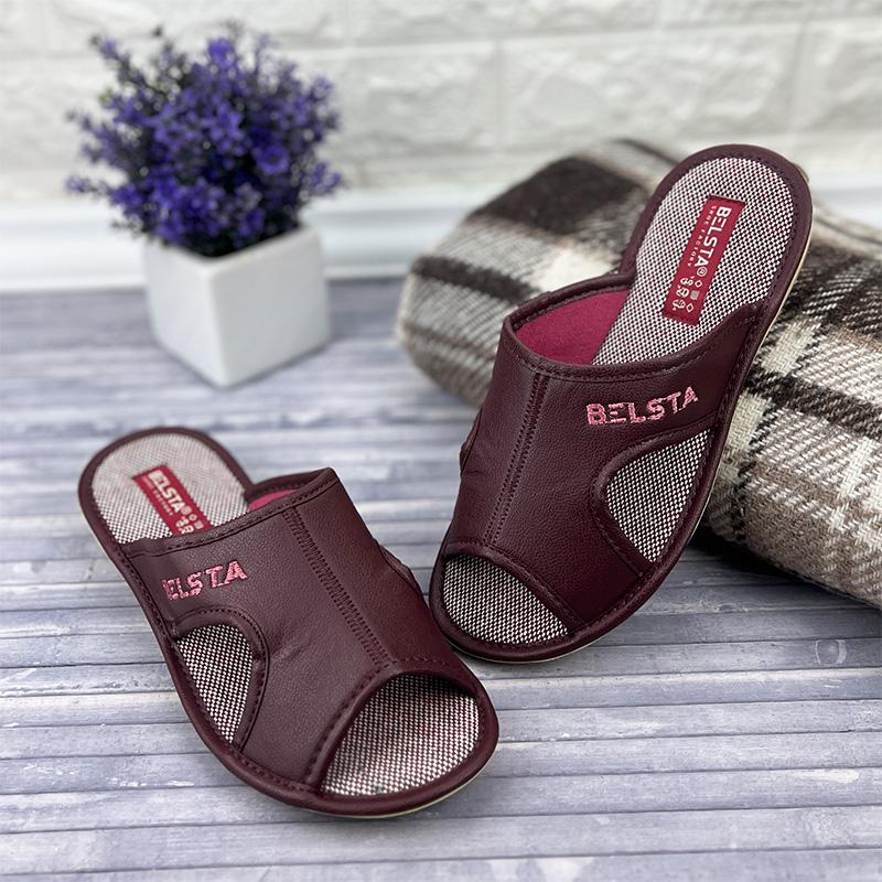 Тапочки кімнатні жіночі відкриті еко-шкіра Е-00837 p. 36 23 см Бордовий