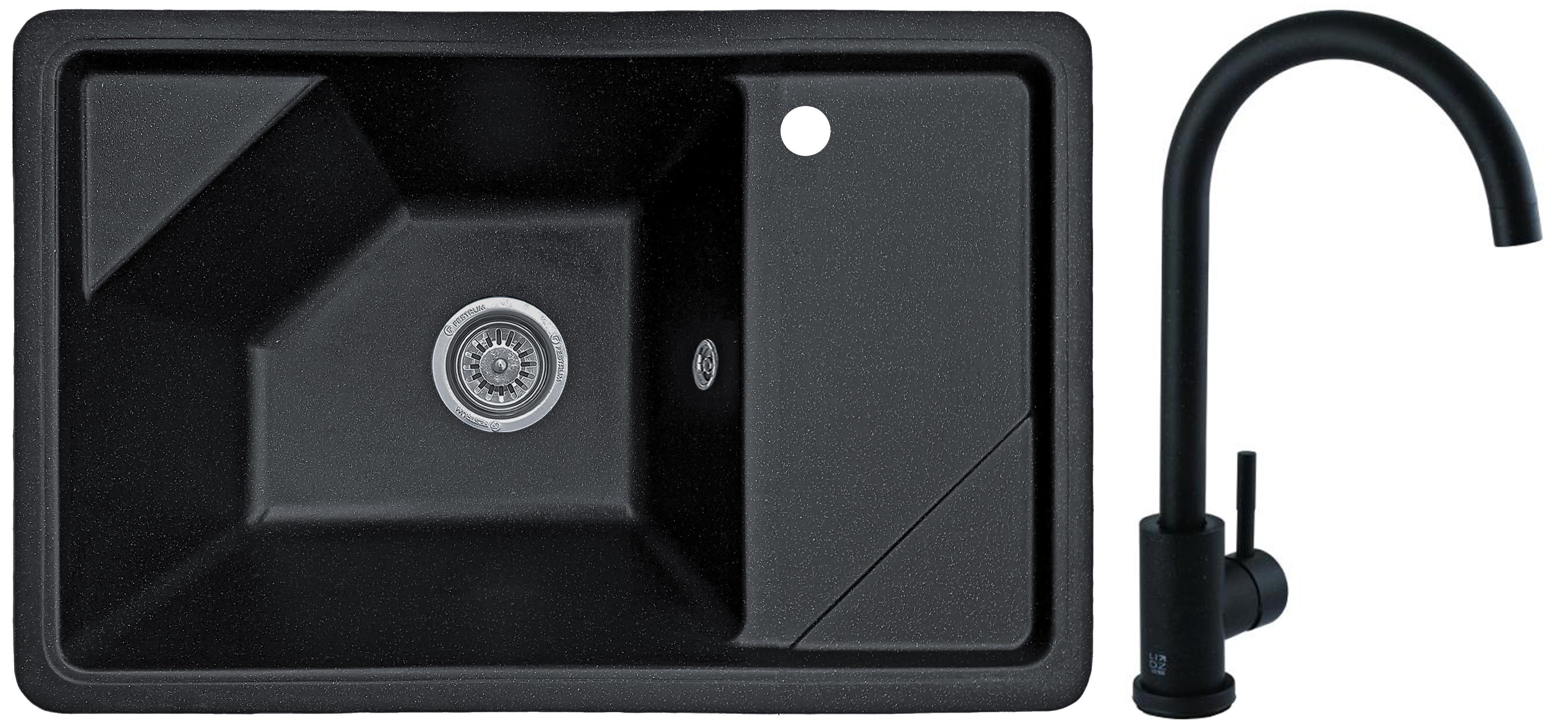 Мийка кухонна Valetti 64R зі змішувачем 720х465 мм Чорний