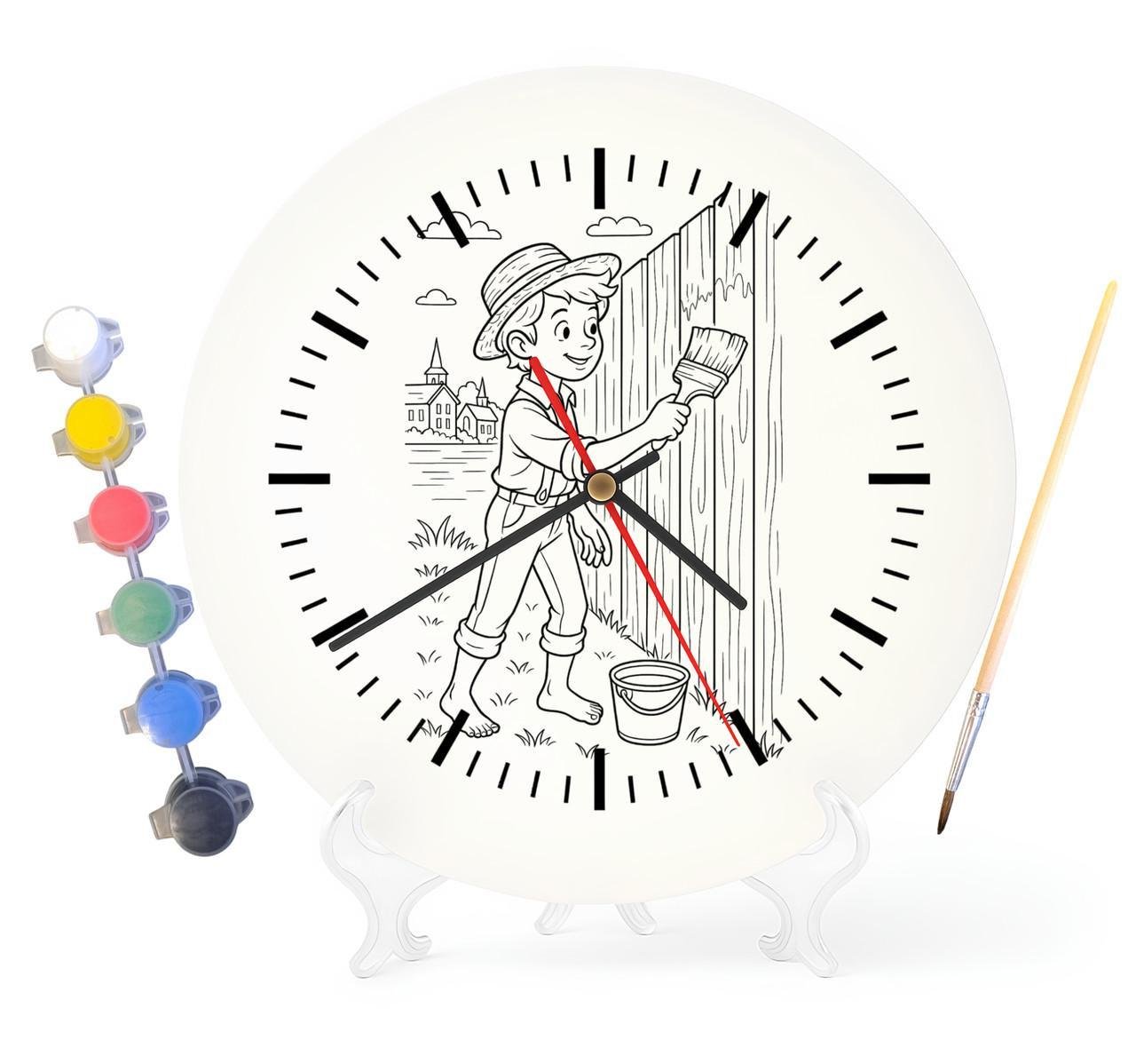 Детский набор для творчества часы-раскраска Приключения Тома Сойера (Марк Твен 30 см (Г0024)