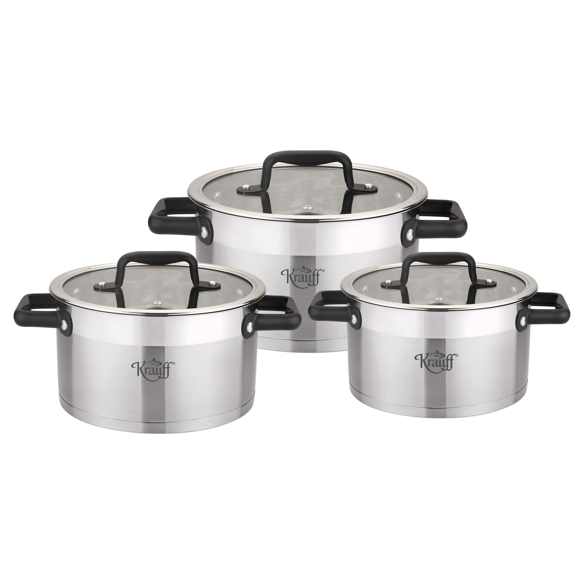 Каструлі Grundlich Krauff з нержавіючої сталі 3 шт. 6 пр. (26-295-012)