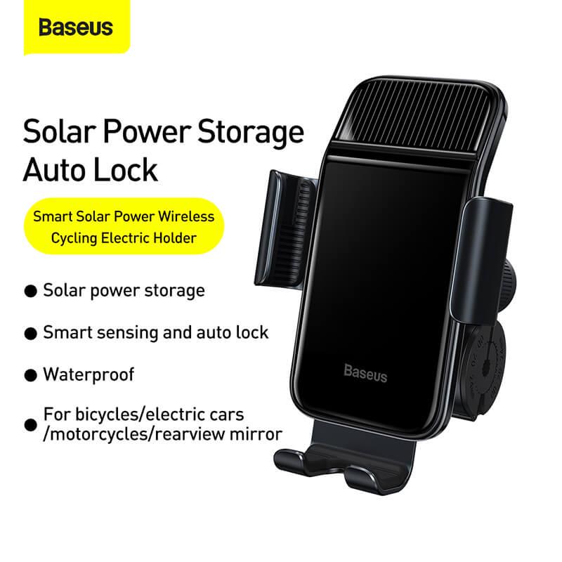 Тримач на кермо велосипеда BASEUS Smart Solar Power Wireless Cycling Electric Holder IP54 4,7-6,7" (554448) - фото 8