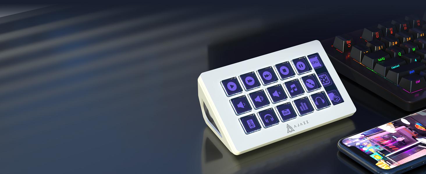 Клавиатура AJAZZ AKP153 Stream Controller Studio Deck 15 Macro Keys для потоковой передачи игр работы с Mac и ПК Белый - фото 13