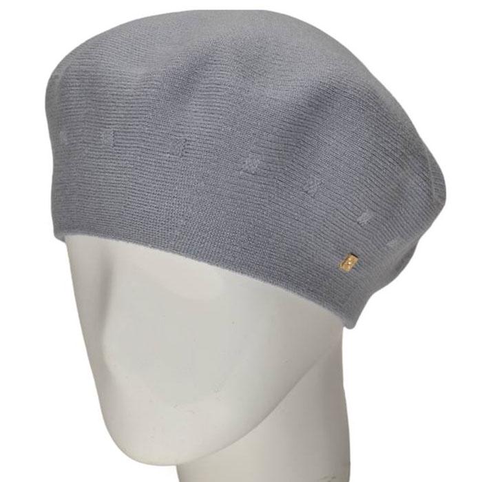 Берет Novita Етюд двойной из вискозной пряжи пустой без украшений L р. 57-58 Светло-серый
