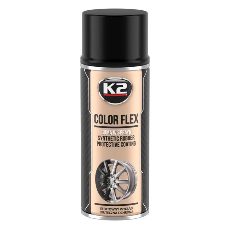Краска жидкая резина K2 COLOR FLEX черная глянцевая аэрозоль 400мл