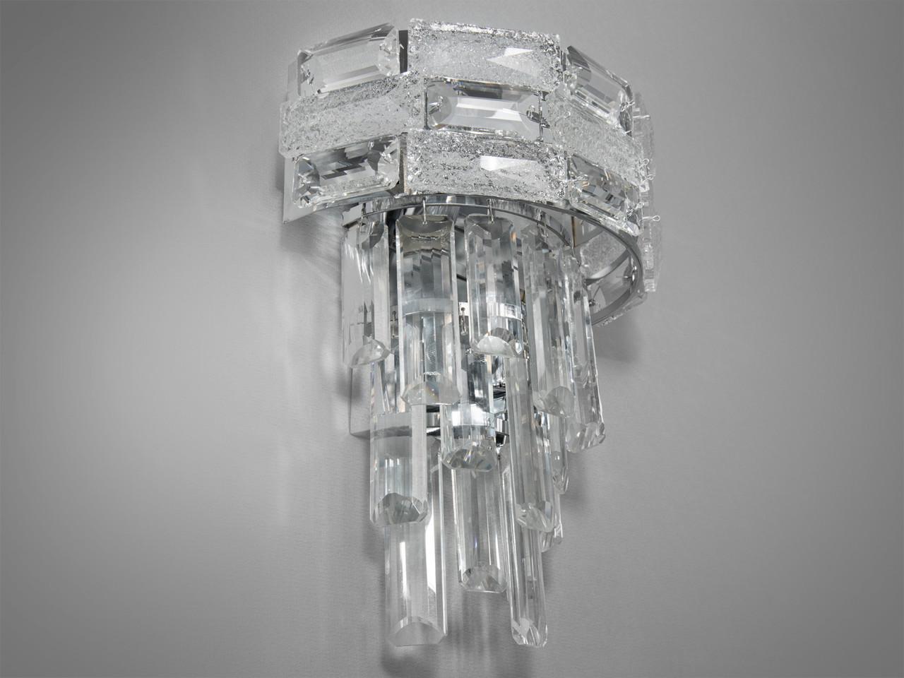 Бра из хрусталя в спальню на 2 лампы 9085BCH-LS Хром (2226949530) - фото 2 Бра из хрусталя в спальню на 2 лампы 9085BCH-LS Хром (2226949530) - фото 2