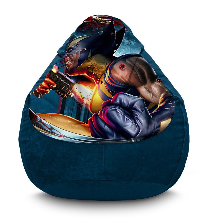 Кресло-мешок iPuff Wolverine Battle Art флок XXXL 100х135 см Синий (113956-2)