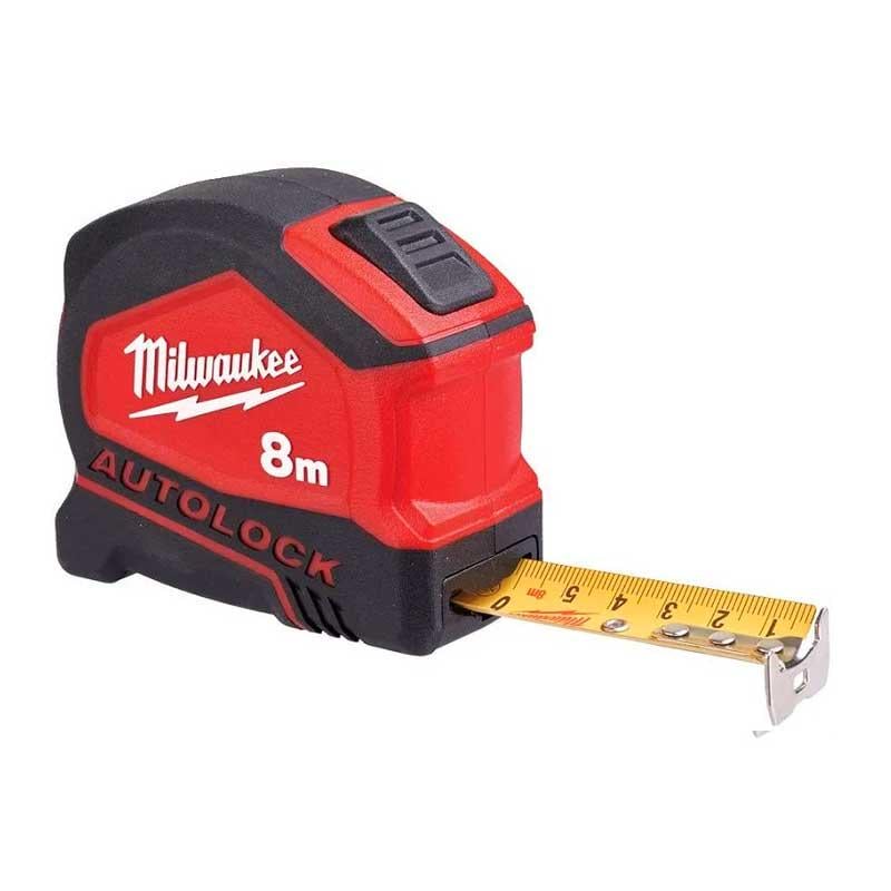 Рулетка Milwaukee Tape Measure Autolock з фіксатором та змотуванням 25 мм 8 м Чорний/Червоний (624514)