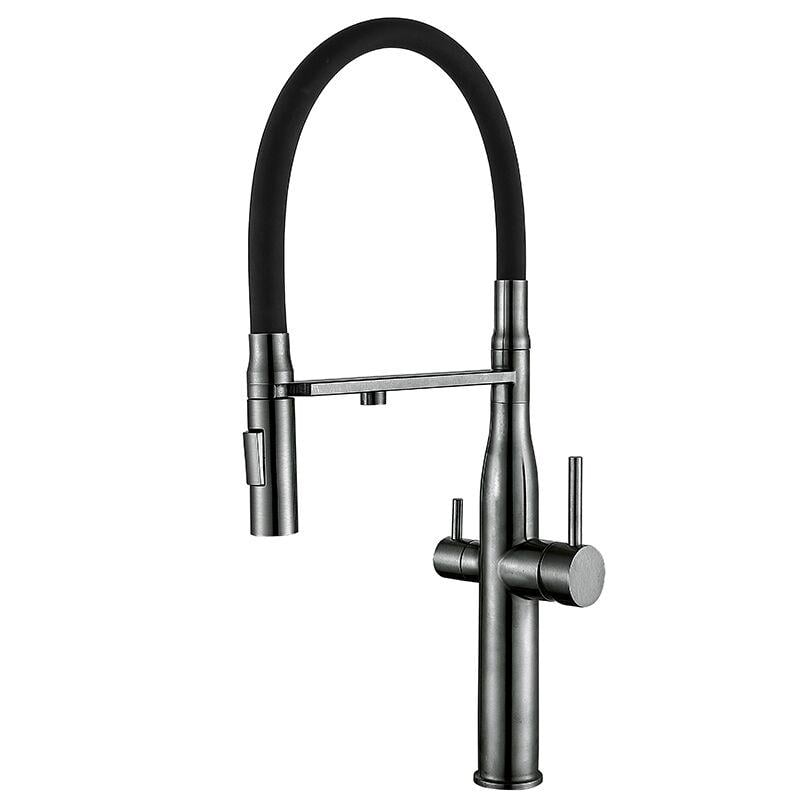 Смеситель кухонный на две воды MIXXUS VTM-021 REFL Graphite/Black