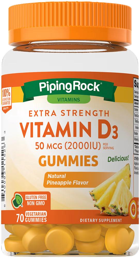 Витамин D3 Piping Rock Vitamin D3 2000 МЕ Natural Pineapple 70 vegetarian gummies