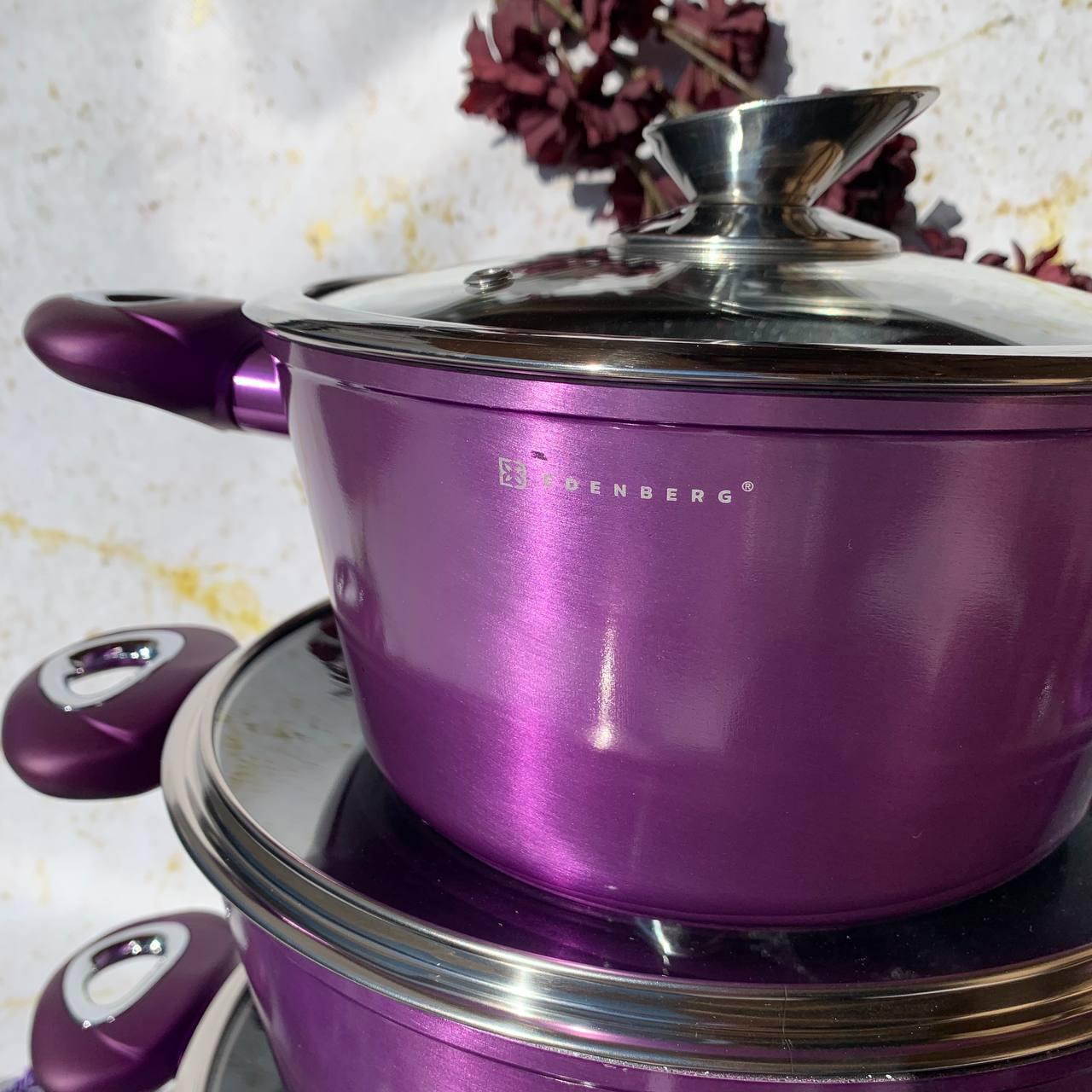 Набор кастрюль для индукционных плит с мраморным покрытием Edenberg EB-5627 15 пр. - фото 5