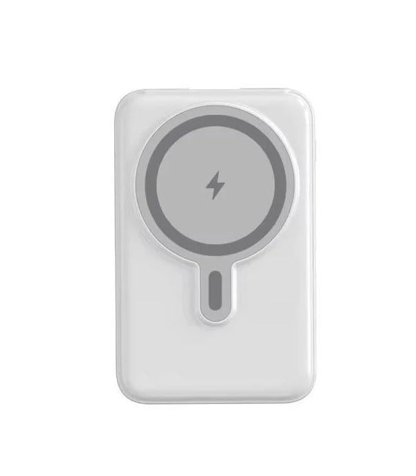 Повербанк 10000 mAh с магнитной беспроводной зарядкой 15W быстрой зарядкой 22,5W встроенными кабелями и подставкой White