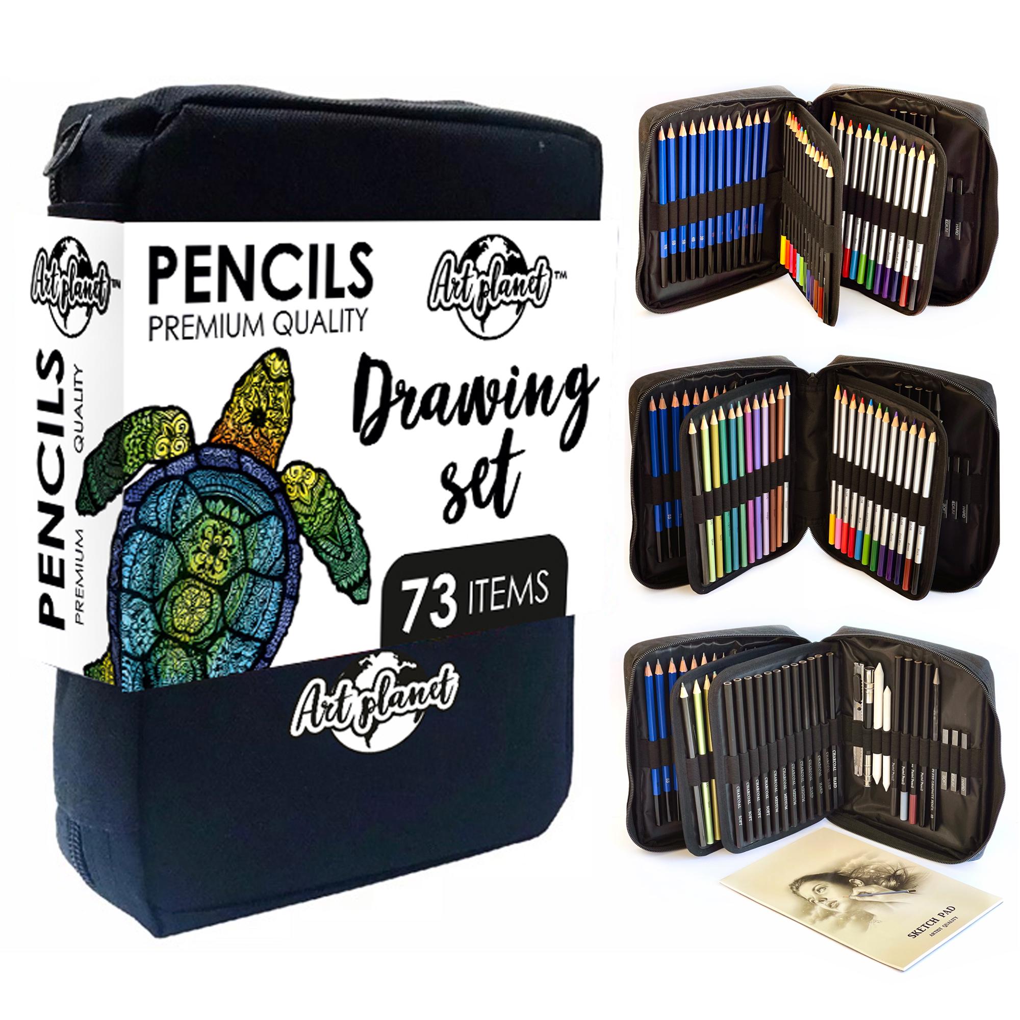 Карандаши цветные Art Planet черепаха 73 предмета в нейлоновом чехле