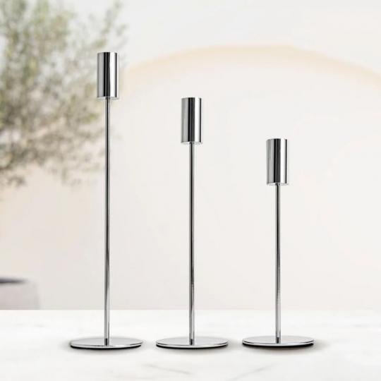 Набор металлических подсвечников Люминар 3 шт. 32х27х22 см Серебряный (913711)