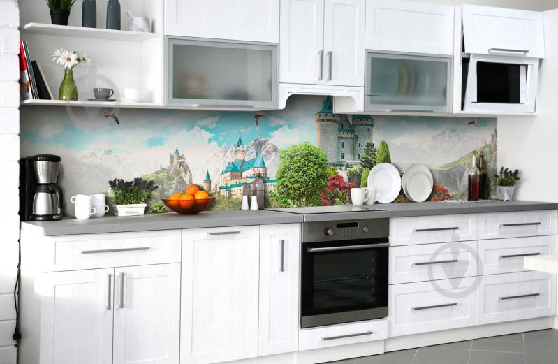 Скинали на кухню Zatarga «Неприступные бирюзовые крыши» 600х2500 мм виниловая 3Д наклейка кухонный фартук