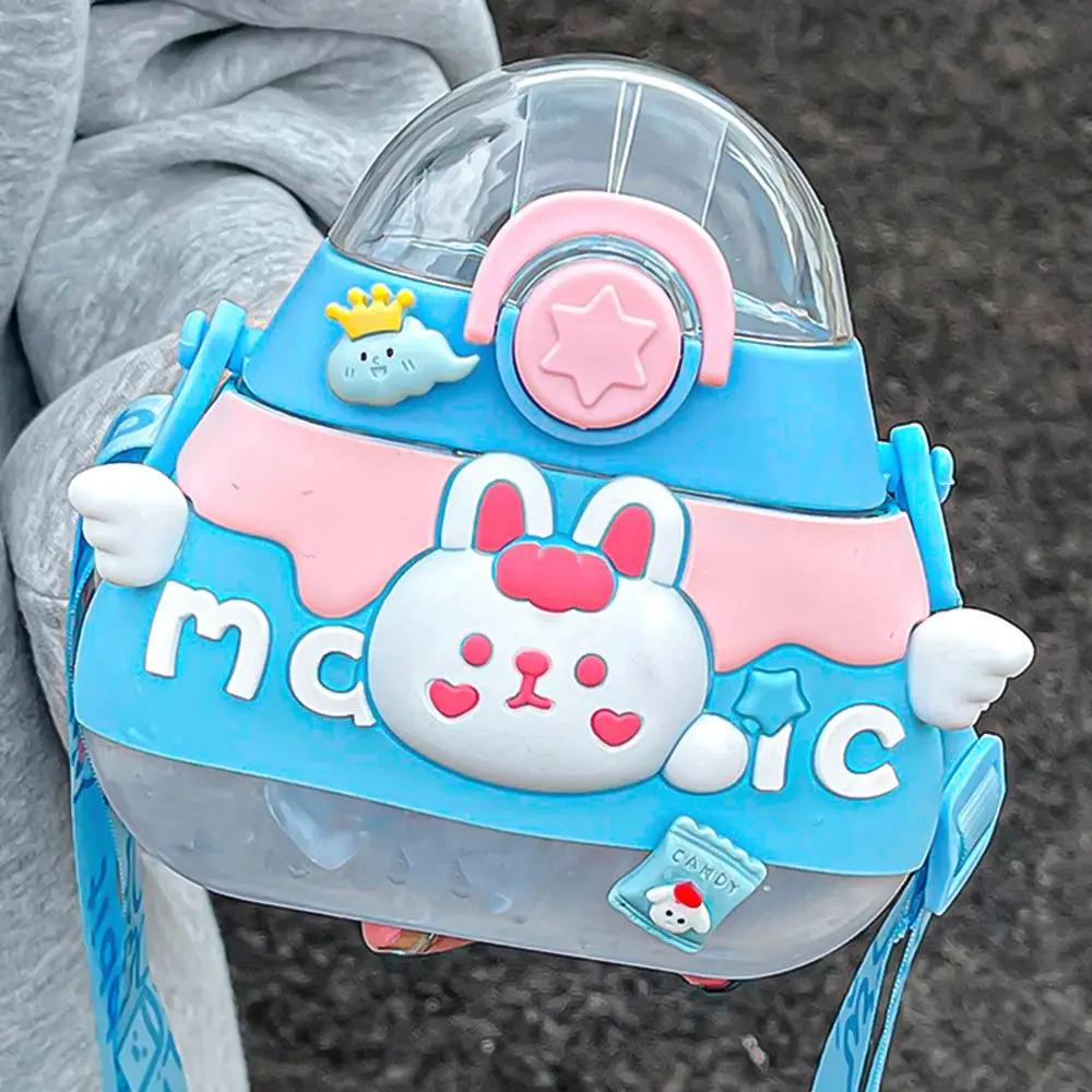 Детская бутылка для воды с силиконовой трубочкой и ремешком POP02313 520 мл Синий - фото 2