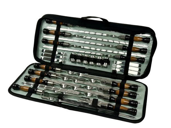 Набор шампуров для люля кебаб и мяса Премиум в чехле 27 предметов 70х30х5 см Черный (14-10-NB-2241)