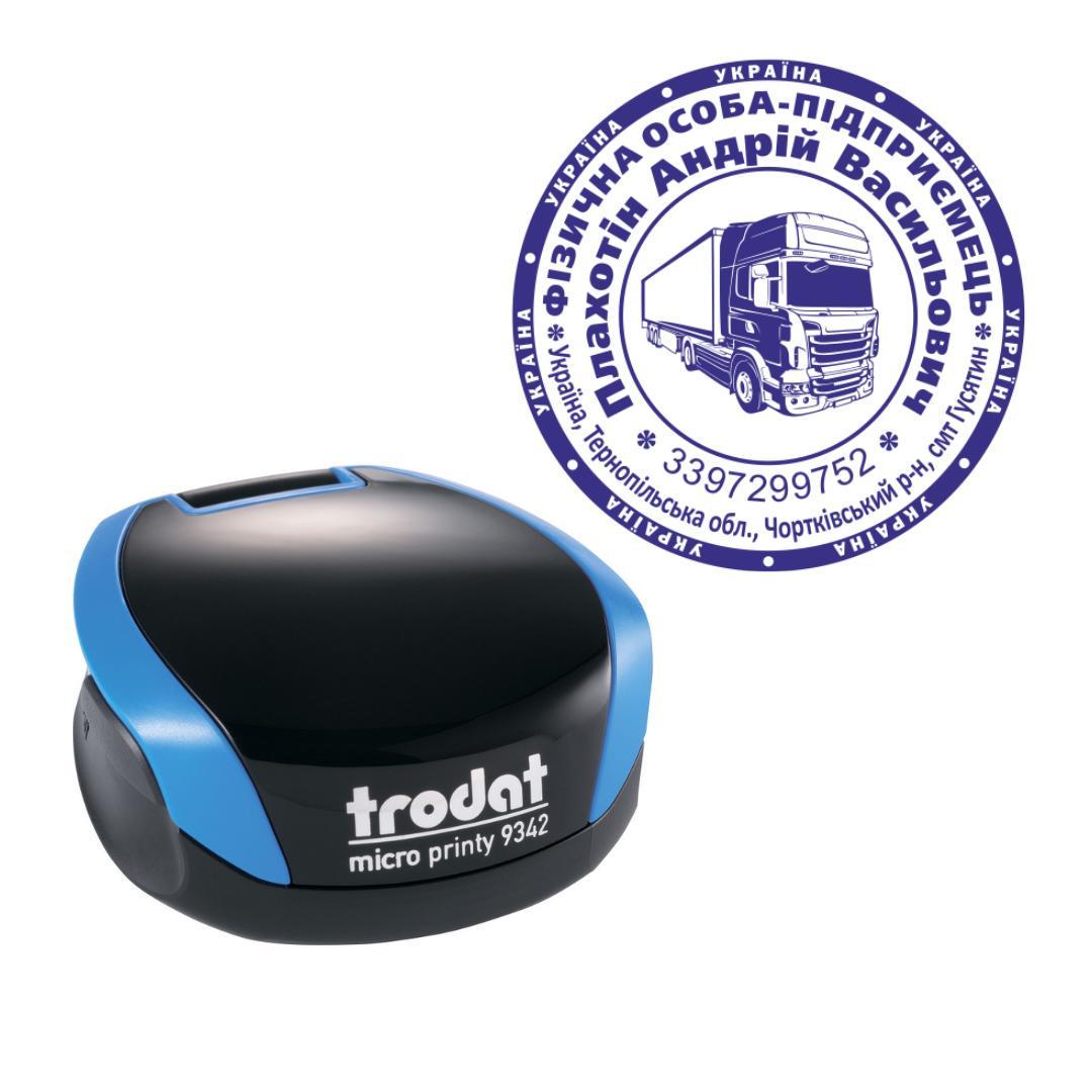 Печать ФОП на карманном оснащении Trodat Micro Printy 9342 d 42 мм Синий (ФОП3/9342/BL)