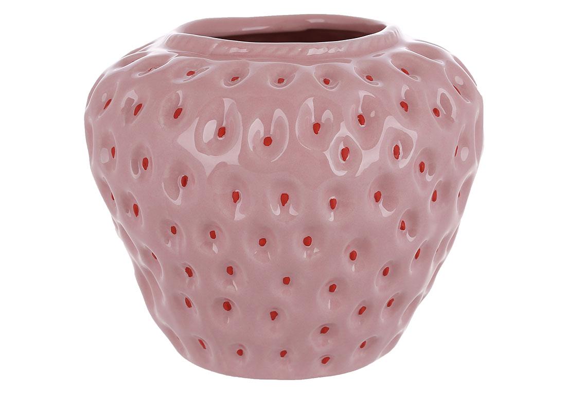 Ваза керамическая Клубника 14,5х12,4 см Бледно-розовый (998-007)