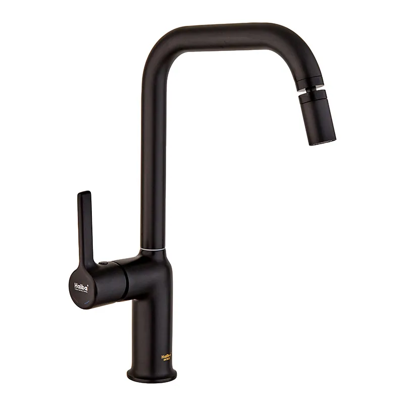 Смеситель для кухни Haiba Markus 017 из латуни Черный (HB3973)