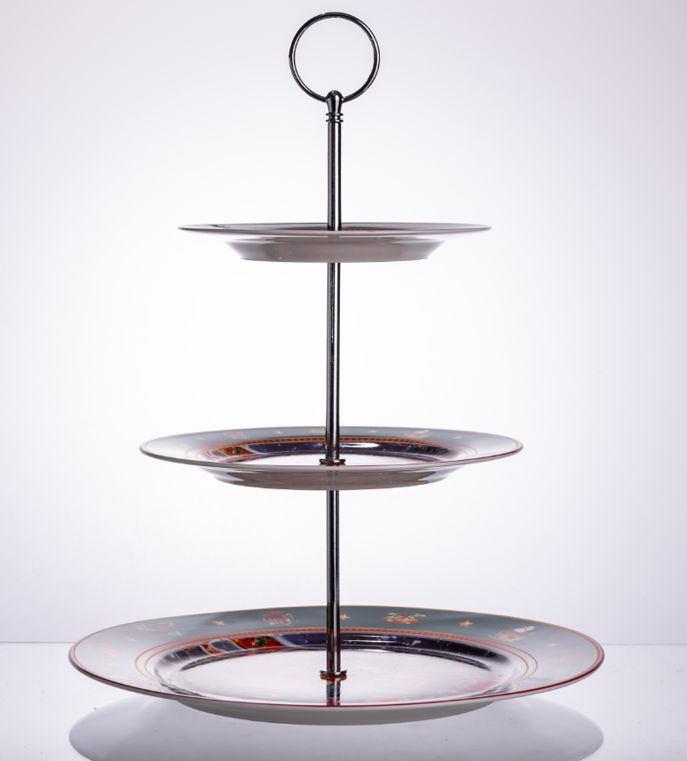 Етажерка новорічна для фруктів та десертів Santa порцелянова 34 см - фото 4