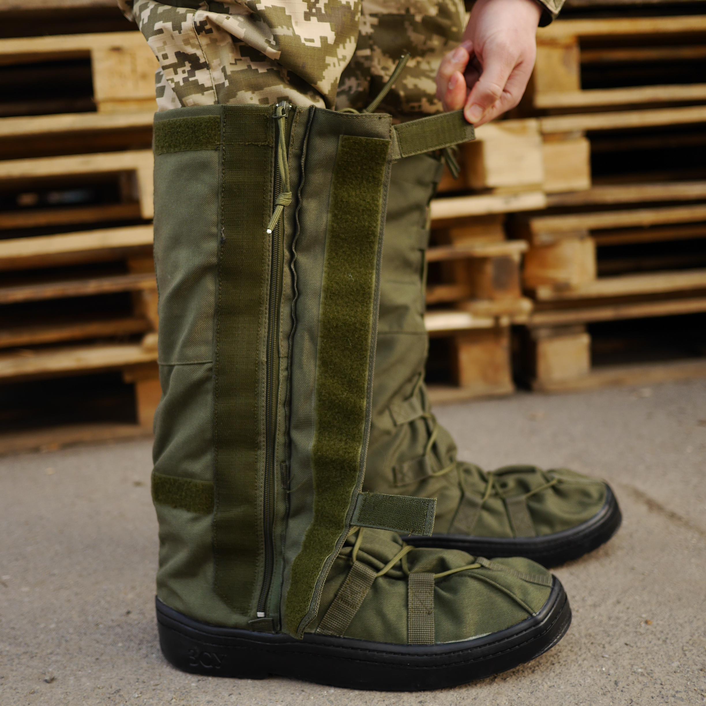 Бахіли на берці дощові/утеплені L р. 42-45 Оливковий - фото 7