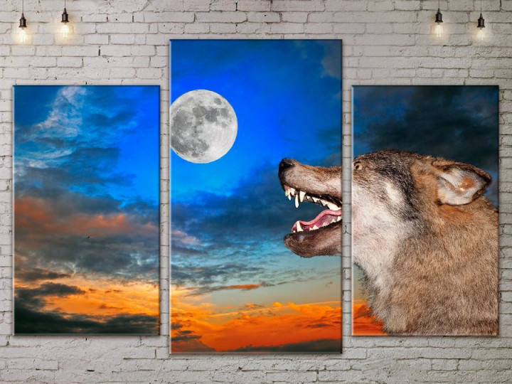 Картина модульная 3 части ArtStar Волк 120х180 см ADJ0042
