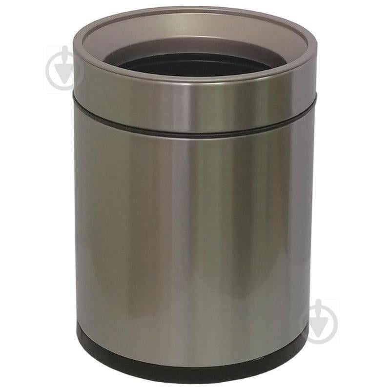 Ведро для мусора без крышки с внутренним ведром JAH 10 л круглое Серебряный металлик