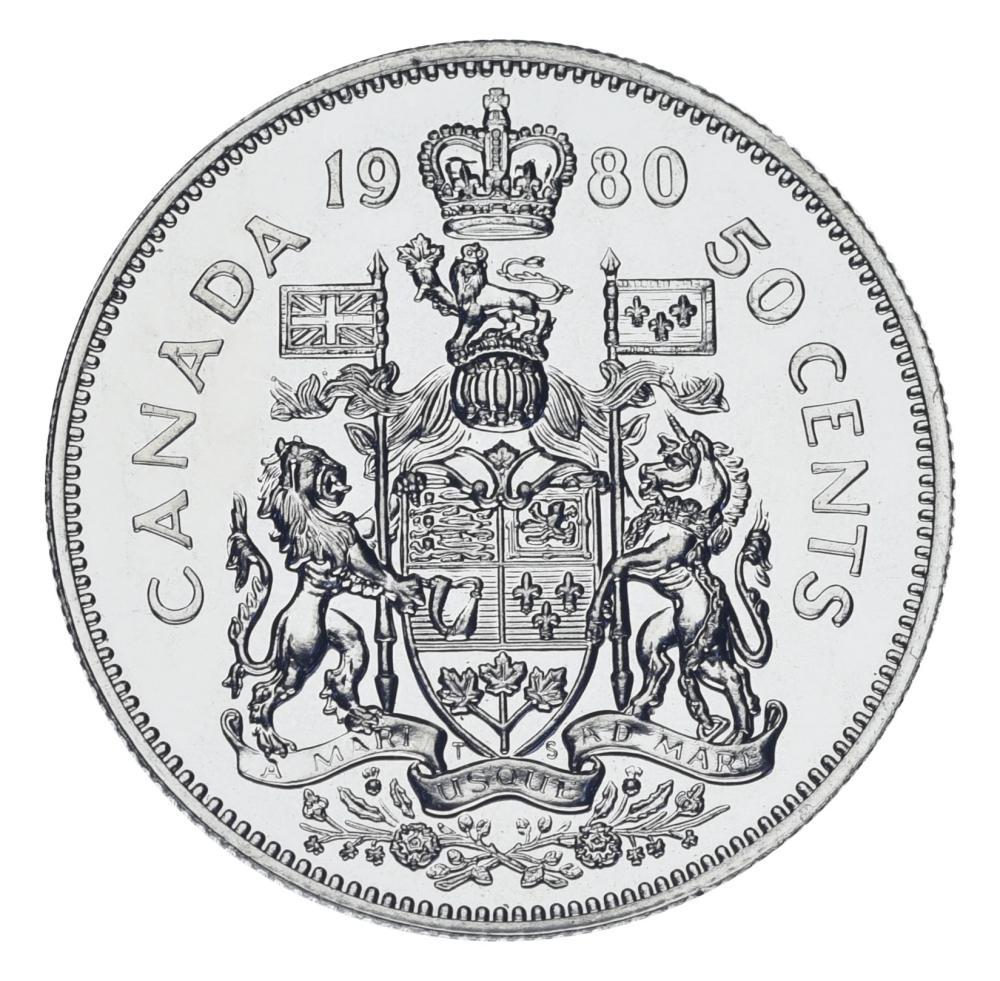 Коллекционная монета Канада 50 центов 1980 AU-UNC (М23424)