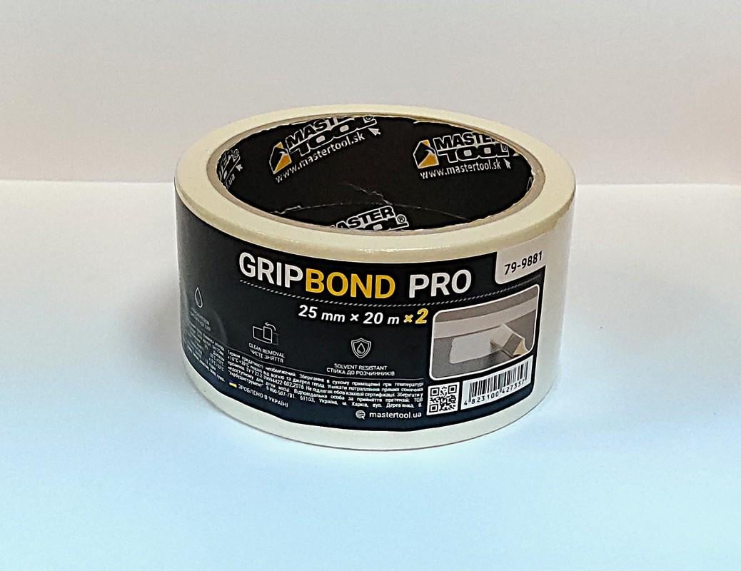 Лента малярная универсальная MasterTool GripBond Pro 2 шт. 25 мм х20 м Белый (79-9881)