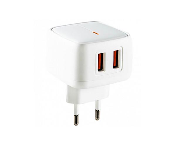 Пристрій зарядний мережевий XO L61 2,4 A 2USB без кабелю White