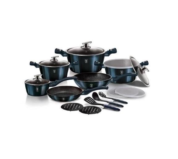 Комплект посуду Berlinger Haus Aquamarine Metallic Line 18 пр./2,5 л/4,1 л/6,1 л/ 24/28 см (1c403afa)
