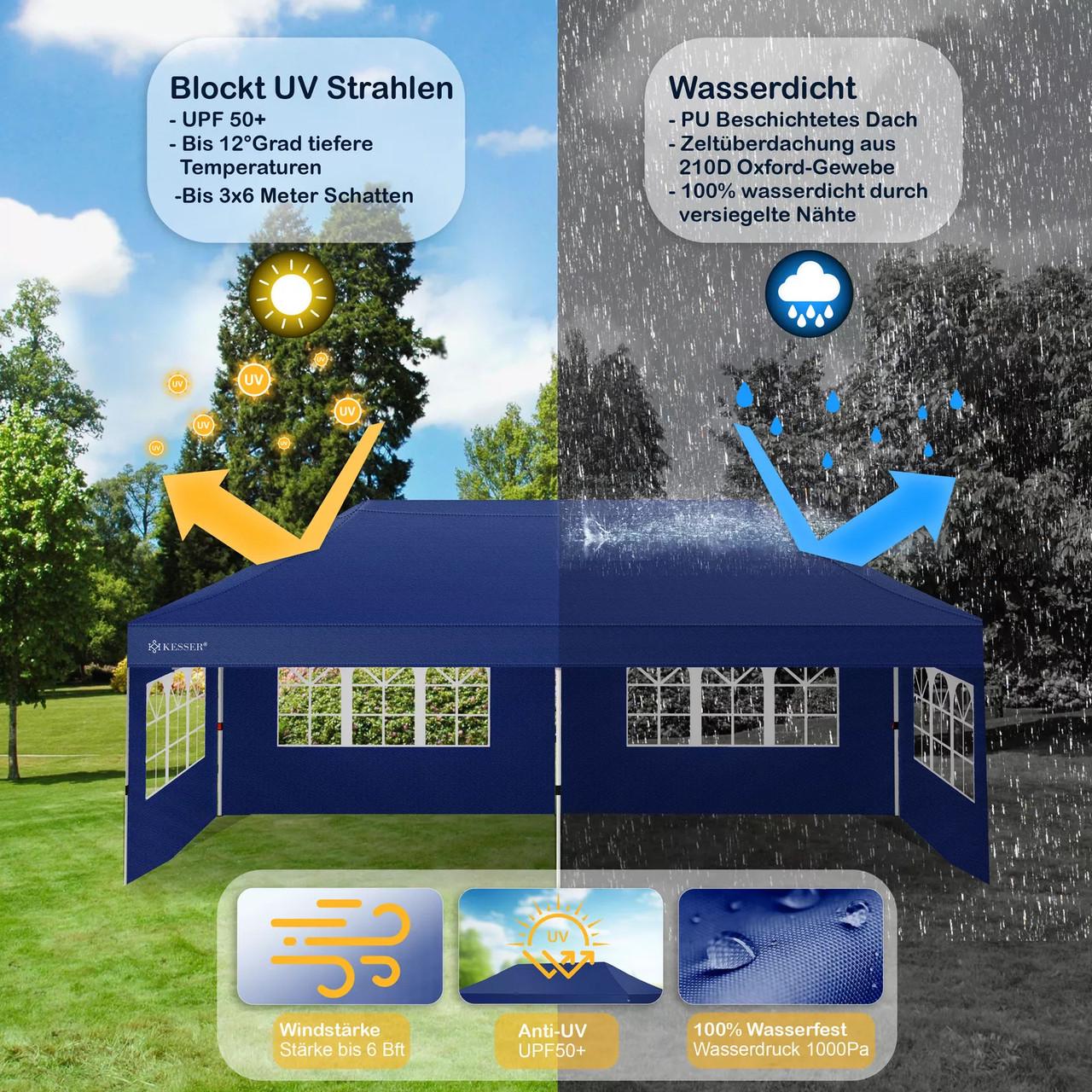 Павільйон садовий KESSER 6x3 м UV50+ Синій - фото 7 Павільйон садовий KESSER 6x3 м UV50+ Синій - фото 7