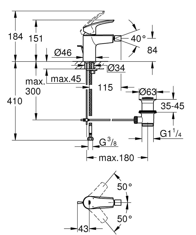 Смеситель для гигиенического душа Grohe Eurosmart на биде 329292433 Черный (236050) - фото 4