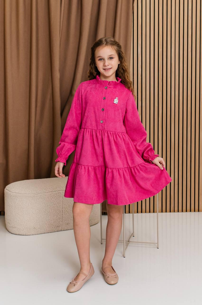 Сукня для дівчинки вельветова 146 см Малиновий (D-7300-146м) - фото 2